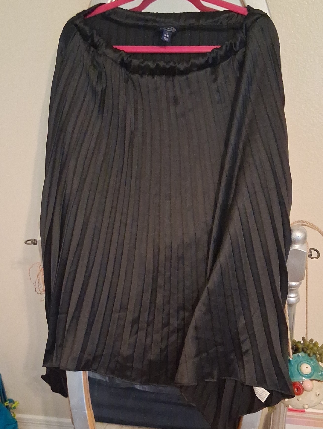 Pleated Black A-Line Skirt